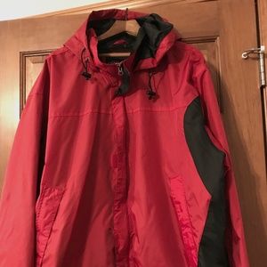 Consensus Mens Rain Jacket, Sz XXL, Red/Black